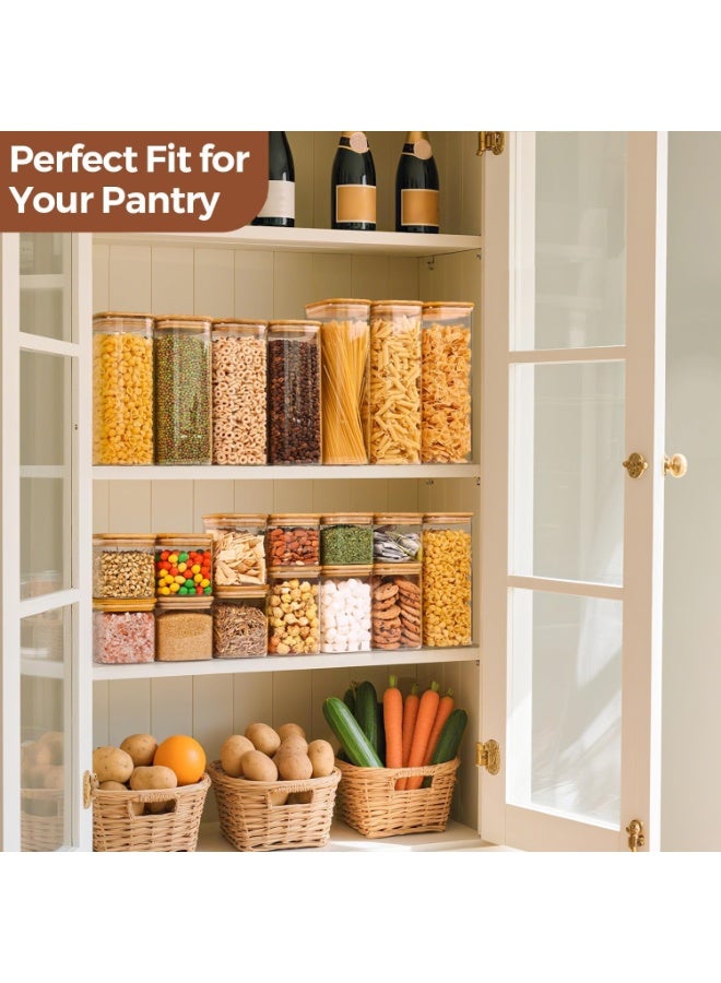 TAPIT Glass Storage Containers with Lids Glass Jars with Lids Clear Food Storage Jar Square Canister Set of 6 Pantry Organizers and Storage for Flour Oat Pasta Tea Cookie Coffee Bean (6pcs-800ml) - Image 4